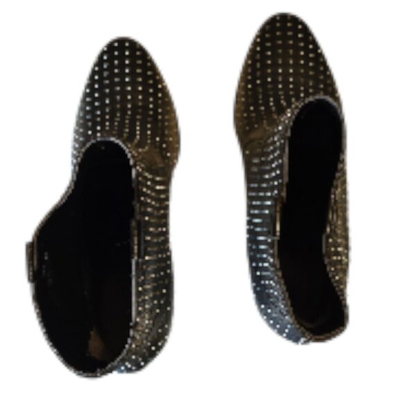 Size 9 Rebecca Minkoff Sierra Black Leather Silver Stud Accent Pull-On Booties - Picture 5 of 10